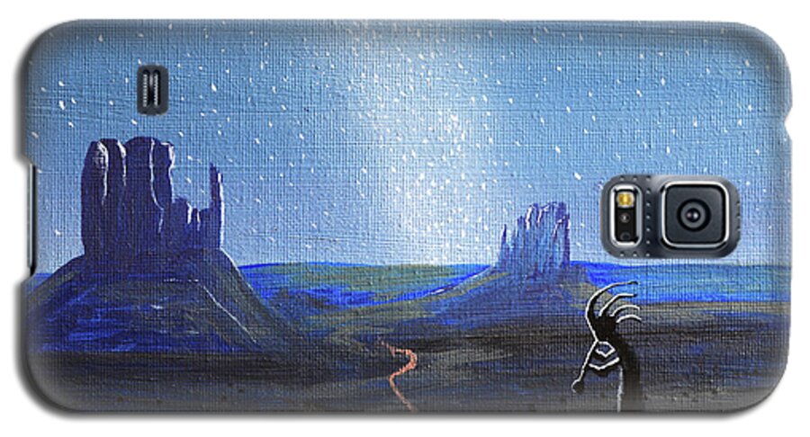 Kokopelli Galaxy S5 Case featuring the painting Kokopelli and Milky Way Stars at Monument Valley by Chance Kafka