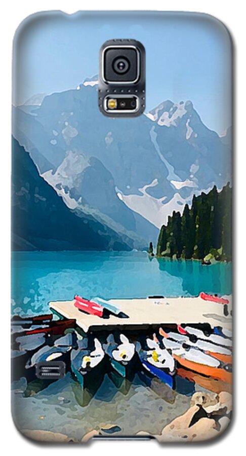 Moraine Lake Galaxy S5 Case featuring the photograph Moraine Lake Canoes by Tom Johnson