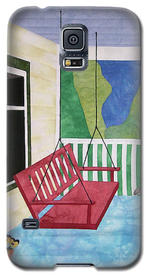 Porch Galaxy S5 Case featuring the tapestry - textile Lazy Summer Afternoon by Pam Geisel