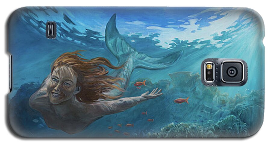 Mermaid Galaxy S5 Case featuring the painting Life in the ocean by Marco Busoni