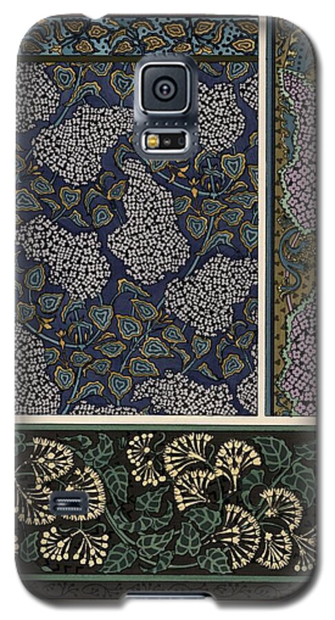 1897 Galaxy S5 Case featuring the drawing Lilac in art nouveau patterns for wallpaper and fabric. Lithograph by Anna Martin. by Album