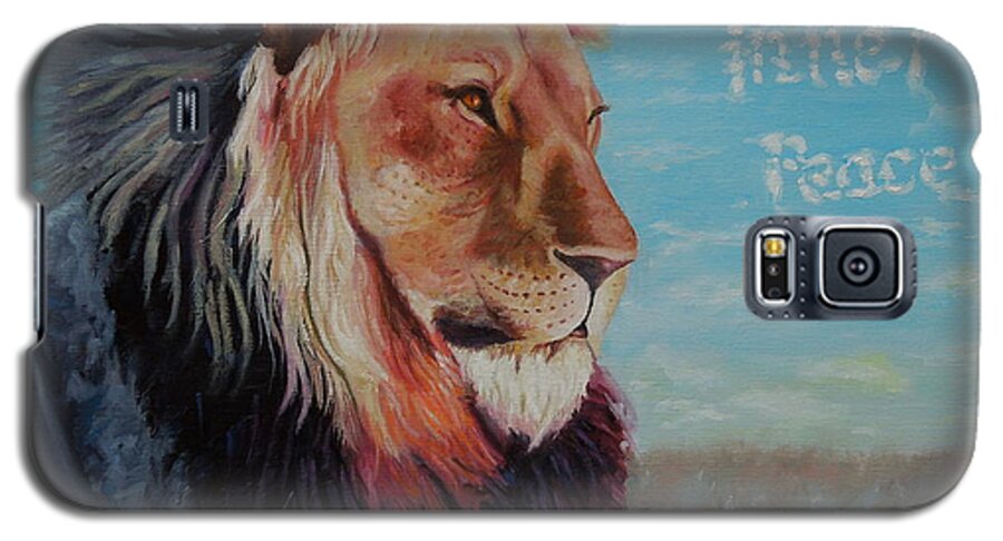 Lion Galaxy S5 Case featuring the painting Lion - Inner Peace by Shirley Wellstead