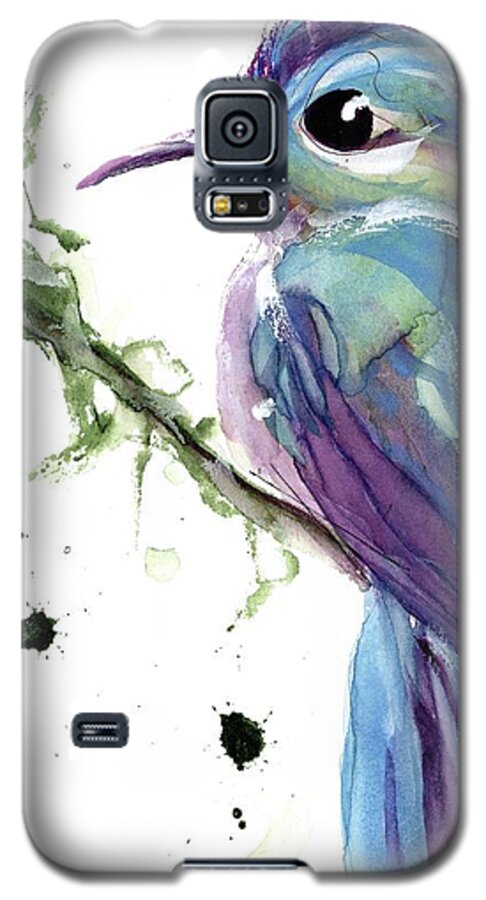 Hummingbird Watercolor Galaxy S5 Case featuring the painting Long-tailed Sylph by Dawn Derman