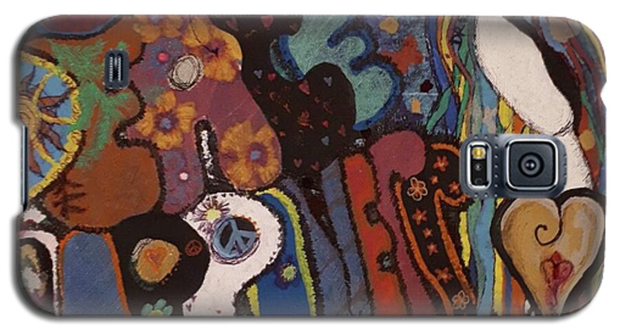 Love Galaxy S5 Case featuring the painting Love, Peace, Happiness by Christine Paris