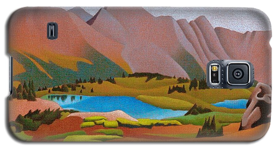 Art Galaxy S5 Case featuring the drawing Loveland Pass Lakes by Dan Miller