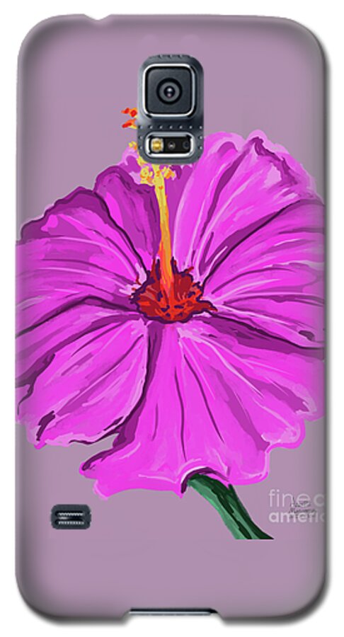 Hibiscus Galaxy S5 Case featuring the digital art Lovely Pink Hibiscus by Annette M Stevenson
