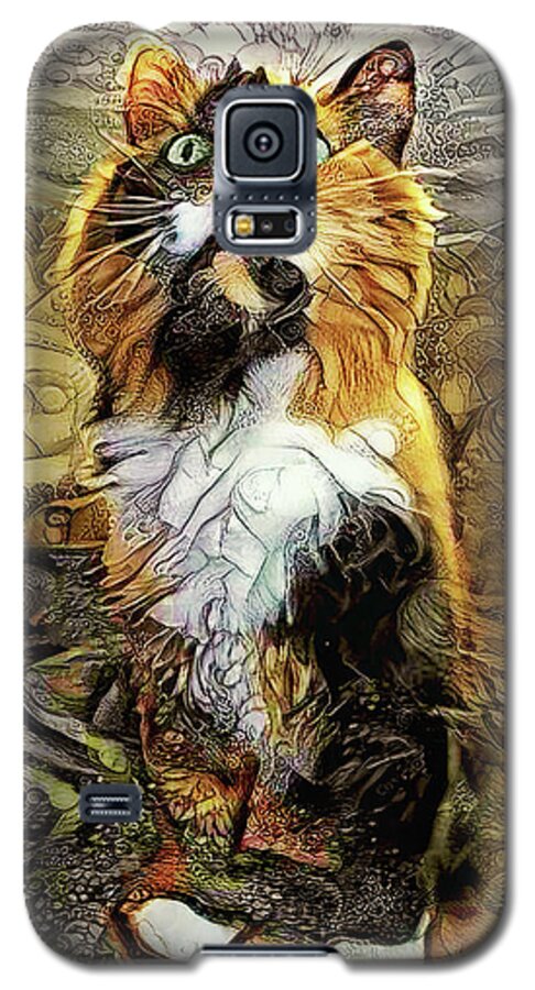 Calico Cat Galaxy S5 Case featuring the digital art Lucky the Calico Cat by Peggy Collins