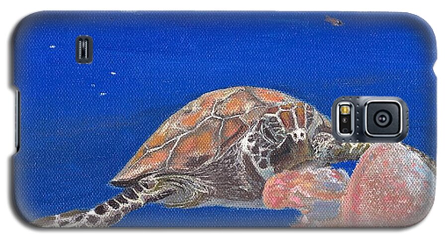 Turtle Galaxy S5 Case featuring the painting Lunchtime on the Reef 2 by Mike Jenkins
