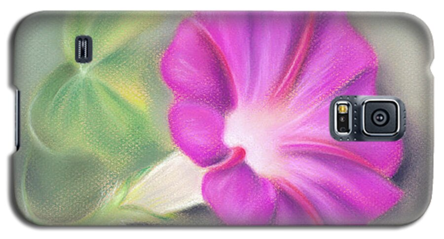 Botanical Galaxy S5 Case featuring the painting Magenta Morning Glory and Leaf by MM Anderson