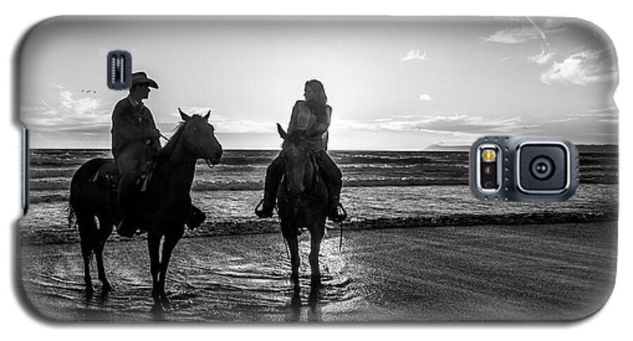 Horse Galaxy S5 Case featuring the photograph Ocean Sunset on Horseback by Mike Long