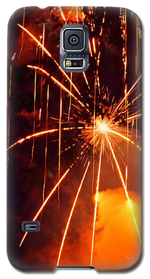 Fireworks Galaxy S5 Case featuring the photograph Orange Fireworks by Meta Gatschenberger