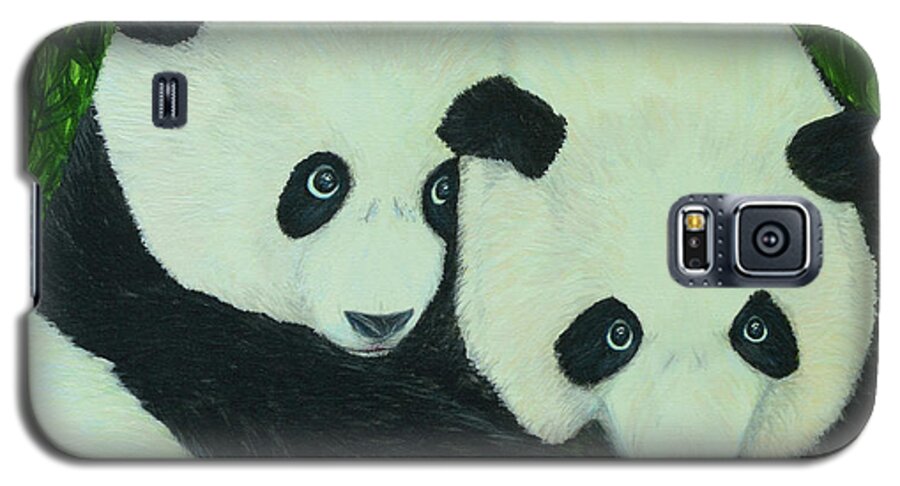 Panda Galaxy S5 Case featuring the painting Panda Bears and Bamboo by Aicy Karbstein