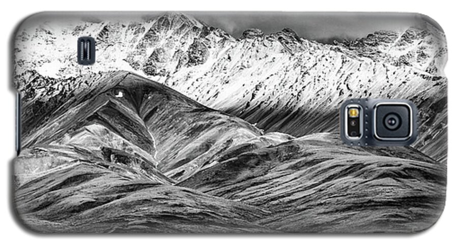 Polychrome Mountain Galaxy S5 Case featuring the photograph Polychrome mountain, Denali National Park, Alaska, BW by Lyl Dil Creations