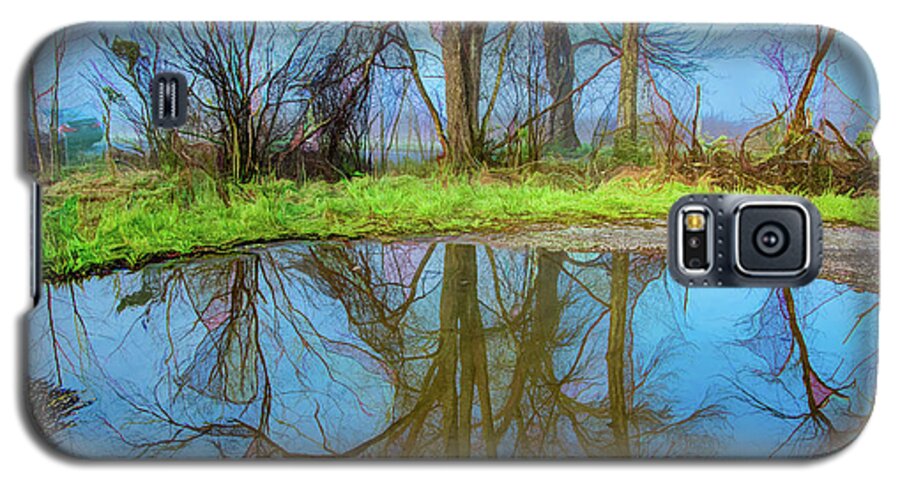 Great Smoky Mountains National Park Galaxy S5 Case featuring the photograph Pond Reflections, Digitally Enhanced by Marcy Wielfaert