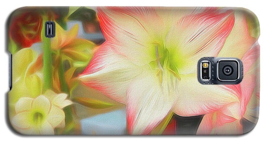 Lily Galaxy S5 Case featuring the photograph Red and White Amaryllis by Sue Melvin