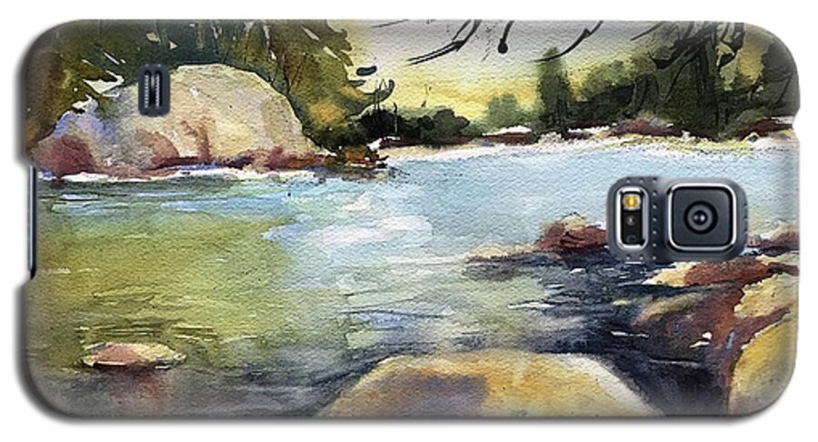 Landscape Galaxy S5 Case featuring the painting Rocking the River by Judith Levins