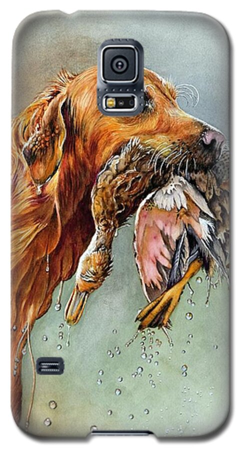 Dog Galaxy S5 Case featuring the painting Rusty's Prize by Jeanette Ferguson