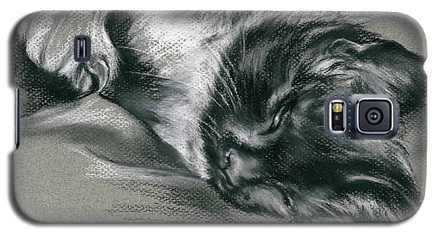 Animal Galaxy S5 Case featuring the drawing Sassy Samantha the Tuxedo Cat by MM Anderson