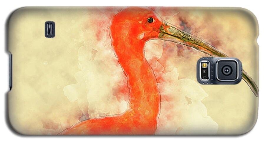Scarlet Ibis Galaxy S5 Case featuring the digital art Scarlet Ibis by Pheasant Run Gallery