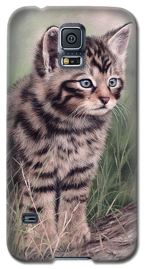 Cat Galaxy S5 Case featuring the painting Scottish Wildcat Kitten by Rachel Stribbling