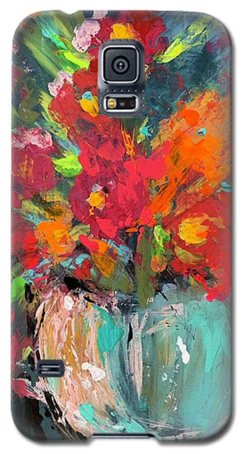 Abstract Galaxy S5 Case featuring the painting Sit Still Look Pretty by Bonny Butler