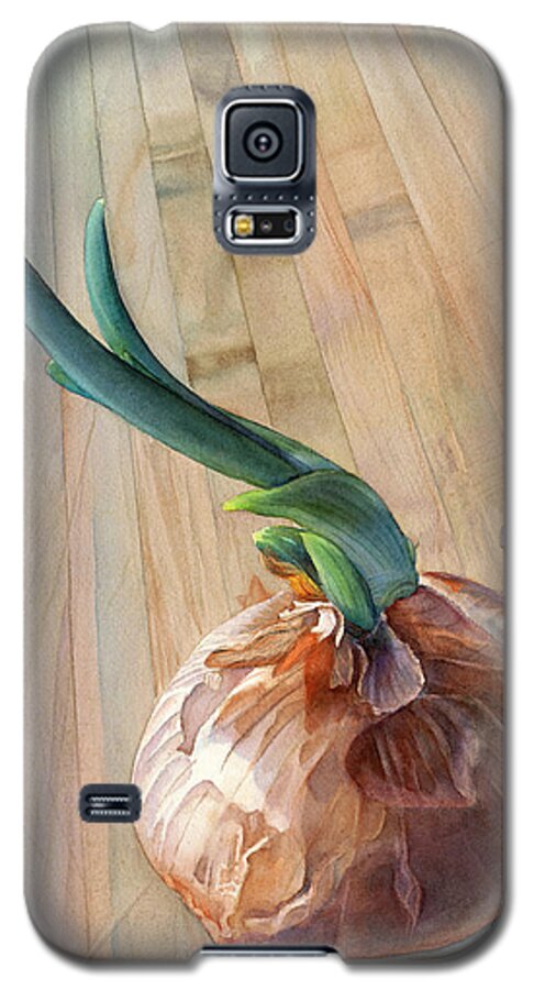Onion Galaxy S5 Case featuring the painting Sprouting Onion by Sandy Haight