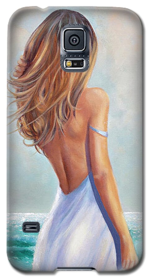 Landscape Galaxy S5 Case featuring the painting Summer Beach by Michael Rock