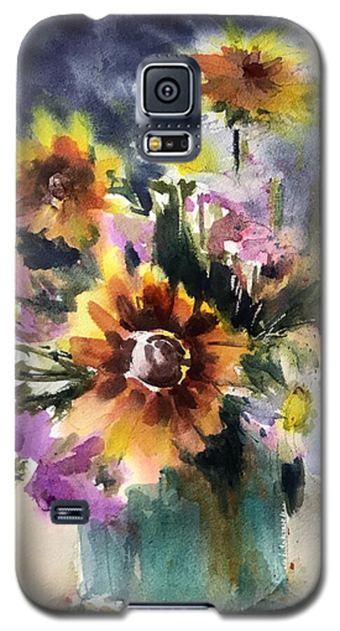Flower Galaxy S5 Case featuring the painting Summer Floral by Judith Levins