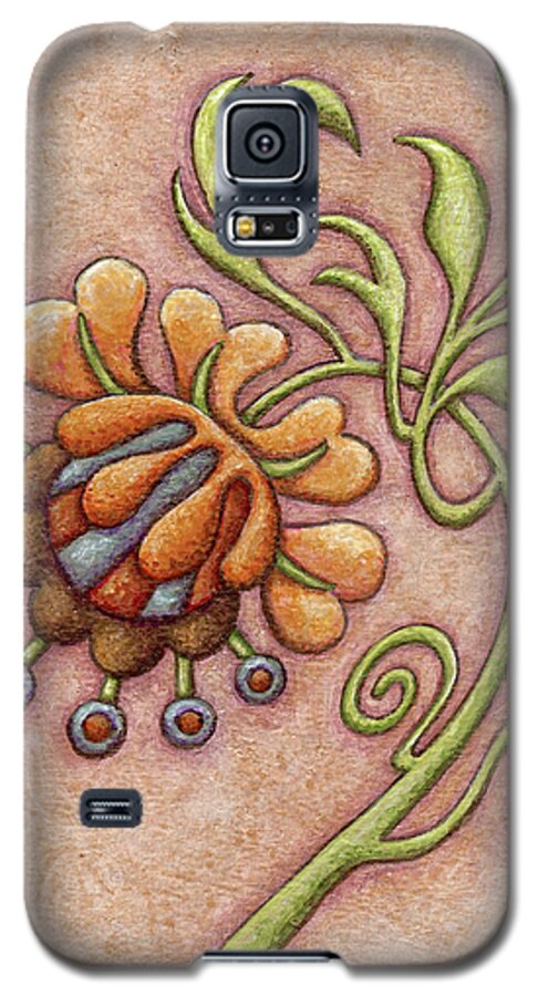 Floral Galaxy S5 Case featuring the painting Tapestry Flower 10 by Amy E Fraser