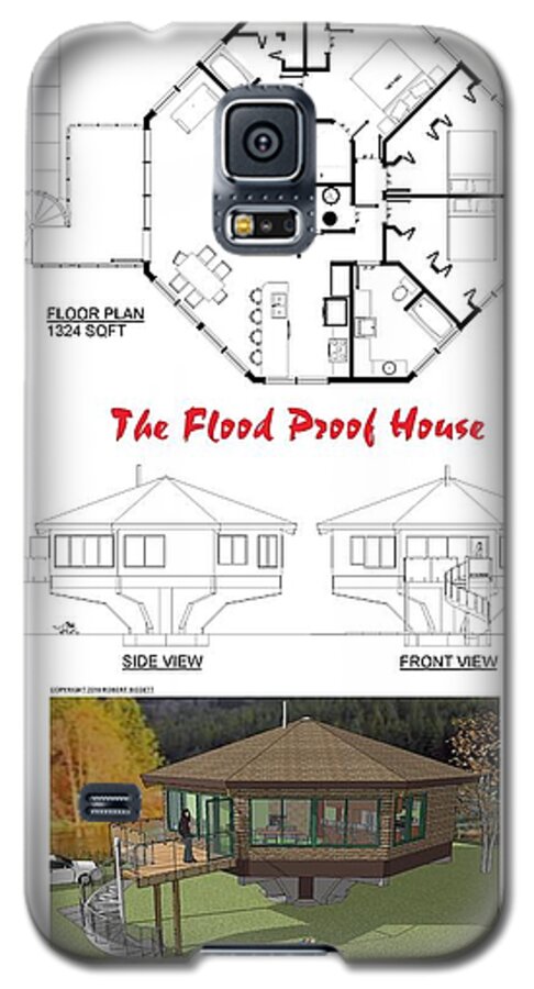 Flood Galaxy S5 Case featuring the digital art The Flood Proof House by Robert Bissett