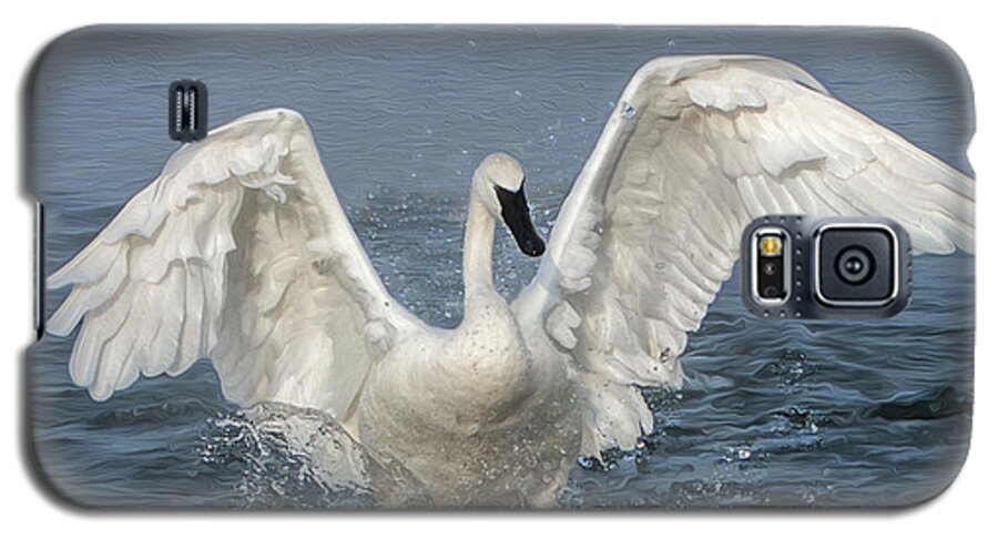 White Galaxy S5 Case featuring the photograph Trumpeter Swan Splash by Patti Deters