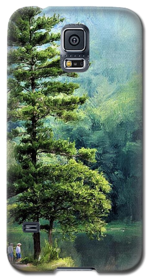 Lake Galaxy S5 Case featuring the painting Two Guys and a Pond by Diane Chandler