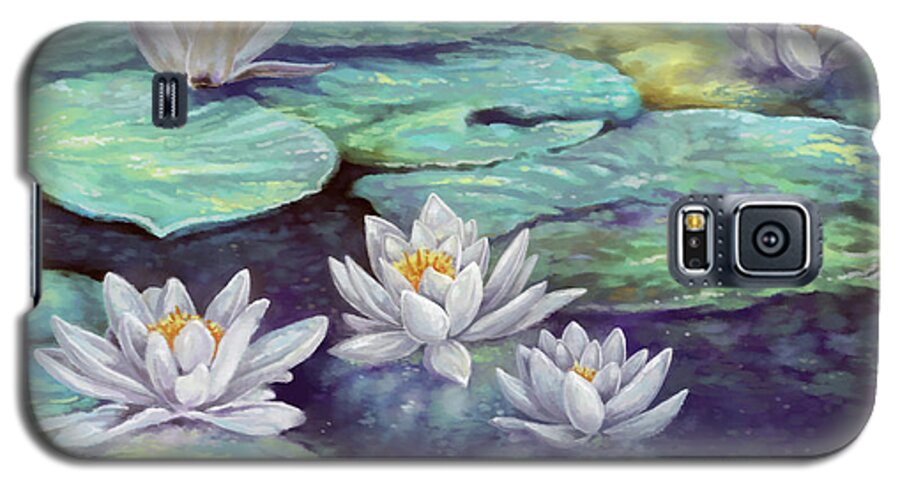 Water Lilies Galaxy S5 Case featuring the painting Water Lilies by Hans Neuhart