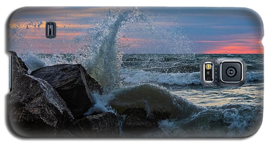 Lake Galaxy S5 Case featuring the photograph Wave vs Rock by Terri Hart-Ellis