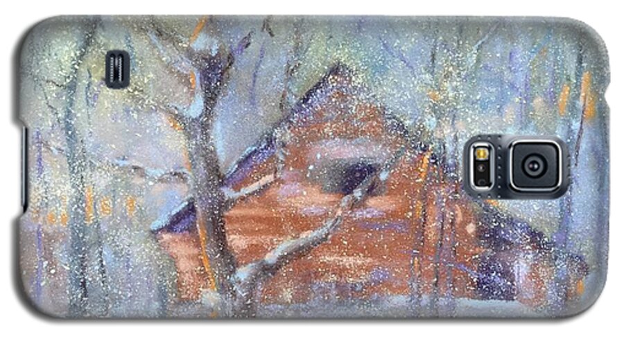 Snow Scene Galaxy S5 Case featuring the pastel Winter at Stars Cave by Rebecca Matthews