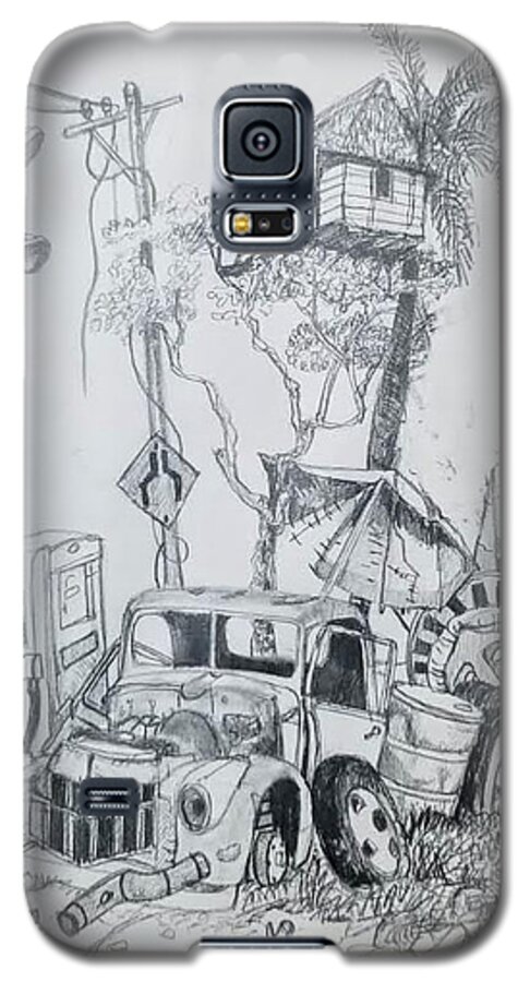  Galaxy S5 Case featuring the drawing Work by Carlos Rodriguez