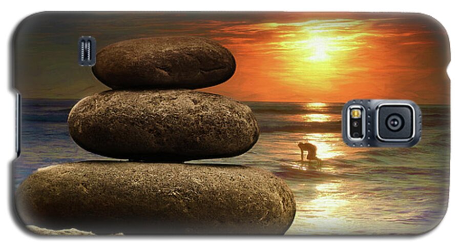 Zen Stones Galaxy S5 Case featuring the photograph Zen Stones California Sunset by Scott Cameron