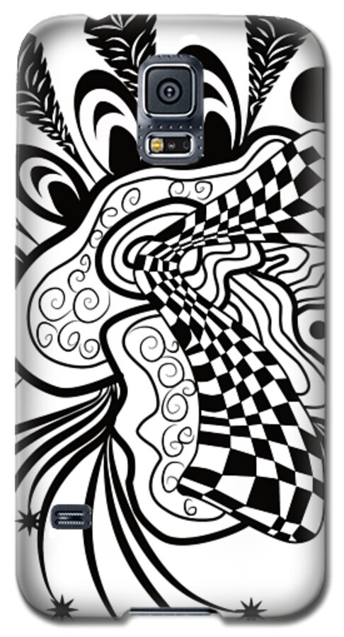 Zen Galaxy S5 Case featuring the drawing Zendoodle Black and White by Patricia Piotrak