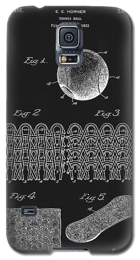 1935 Tennis Ball Patent Galaxy S5 Case featuring the drawing 1935 Tennis Ball Patent by Dan Sproul
