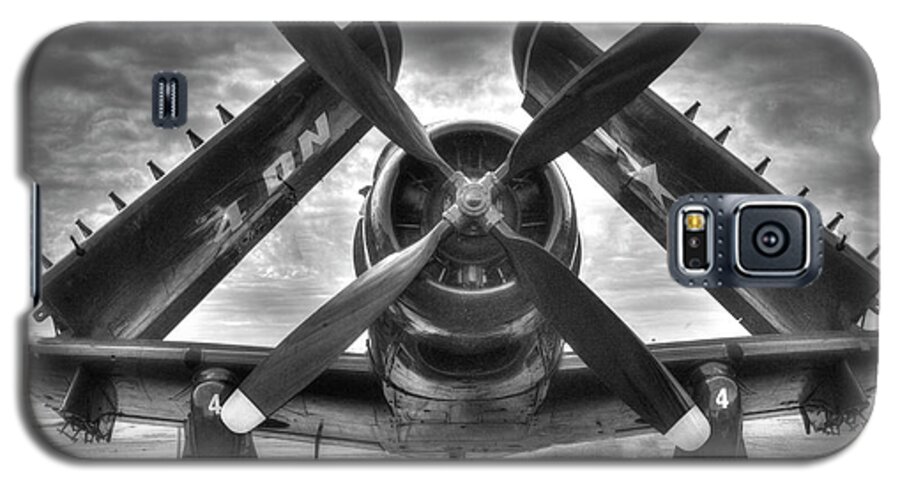 Aircraft Galaxy S5 Case featuring the photograph A-1 Skyraider Black and White by Phil And Karen Rispin