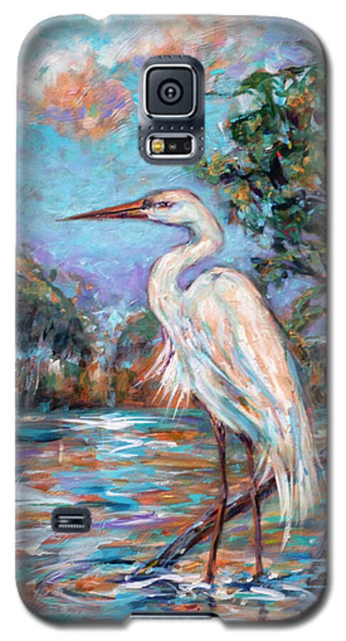Beach Galaxy S5 Case featuring the painting Afternoon Egret by Linda Olsen