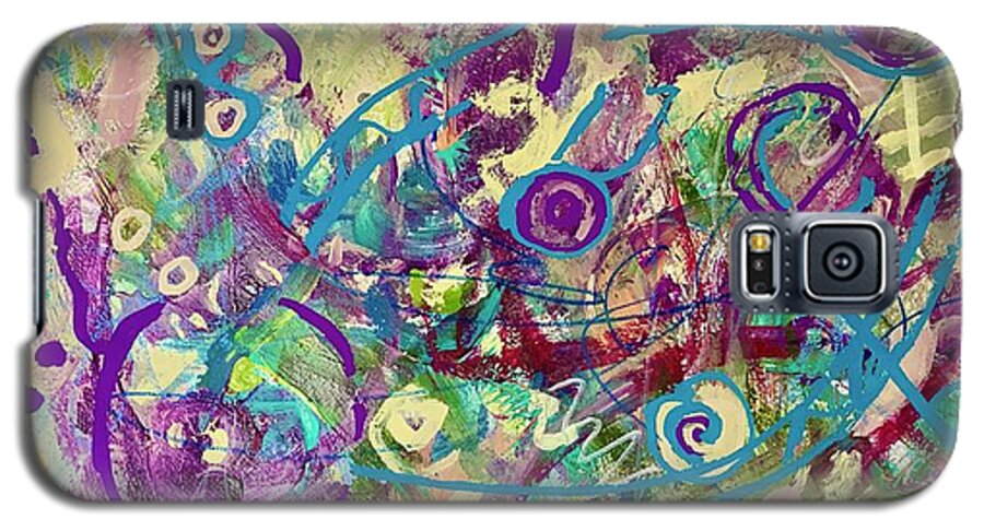 Purple Abstract Galaxy S5 Case featuring the painting All Shook Up by Patsy Walton
