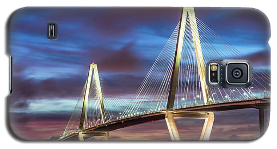 Charleston Galaxy S5 Case featuring the photograph Arthur Ravenel Bridge At Night by Jennifer White