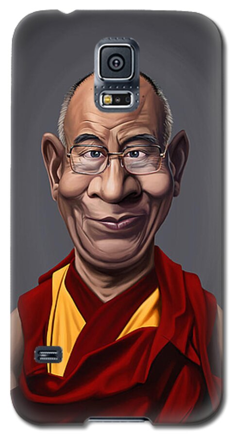 Illustration Galaxy S5 Case featuring the digital art Celebrity Sunday - Dalai Lama by Rob Snow