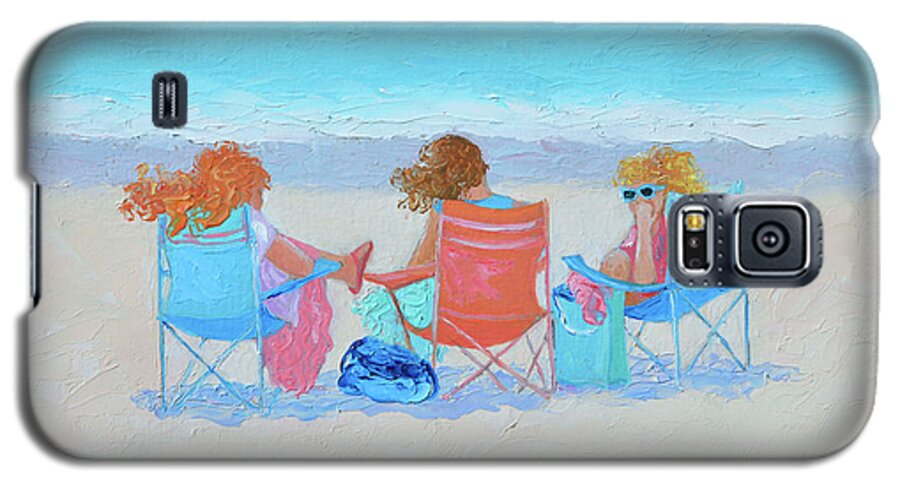 Beach Galaxy S5 Case featuring the painting Beach Painting - Girl Friends - by Jan Matson by Jan Matson
