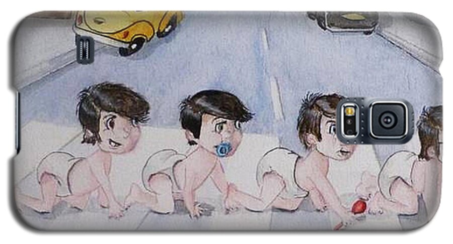 Beatles Galaxy S5 Case featuring the painting Beatles Abbey Road .... Babies by Kelly Mills