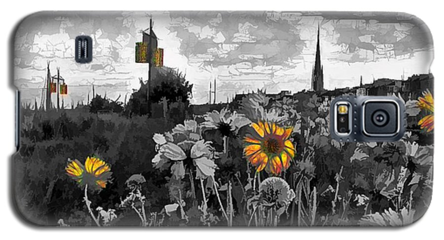 Black And White Galaxy S5 Case featuring the mixed media Beautiful Gardens along the Garonne River Bordeaux France by Joan Stratton
