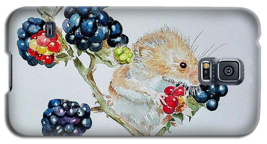Mouse Galaxy S5 Case featuring the painting Berry Mouse by Sandie Croft