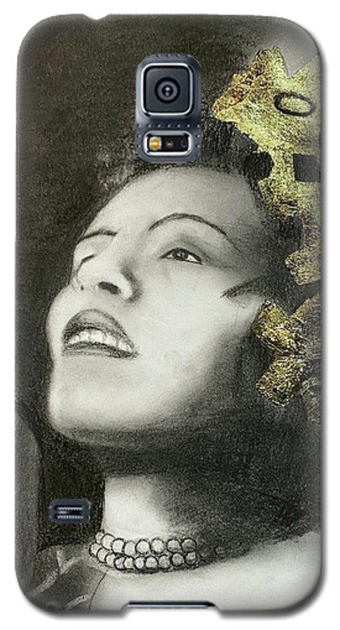 Billie Holiday Galaxy S5 Case featuring the drawing Billie Holiday by Nadija Armusik