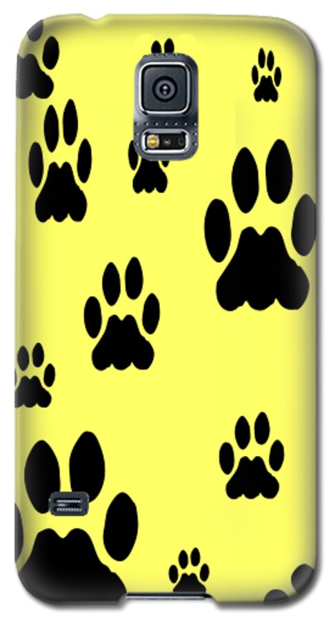 Pet Galaxy S5 Case featuring the digital art Black Pet Paw Prints by Kathy K McClellan
